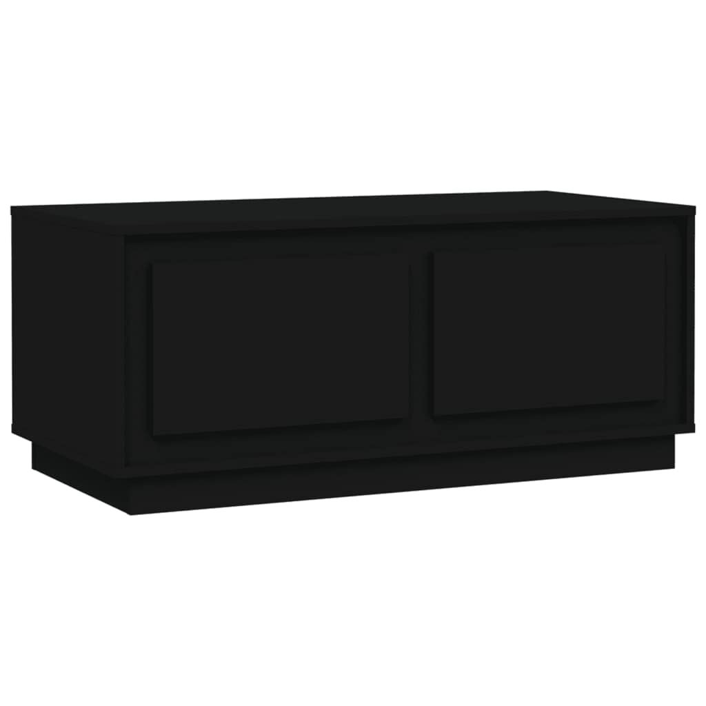 Table basse noire 102x50x44 cm en bois avec rangement moderne de salon