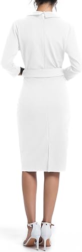 Image of SxClub Business Dresses for Women Elegant Long Sleeve Bodycon Pencil Knee Length Formal Dress for Evening Cocktail