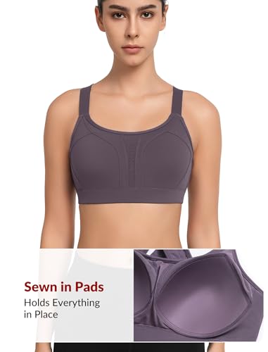 Image of Yvette Criss Cross Adjustable High Impact Running Bra | Pickleball Tennis, Big Bust Plus Size, Adjustable Strap, Wireless Sewn in Pads, No Bounce, Full Coverage, Moisture-Wicking