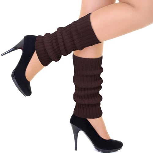 WAMIOKAGRO Stulpen Braun Braune Stulpen Damen Mädchen Gestrickte Sexy Beinstulpen Leg Warmers für Fasching Karneval Tanzen 80er Aerobic Kostüm 80er Jahre Accessoires