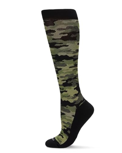 MeMoi Unisex Camo Nylon 15-20mmHg Graduated Compression Socks Green 10-13