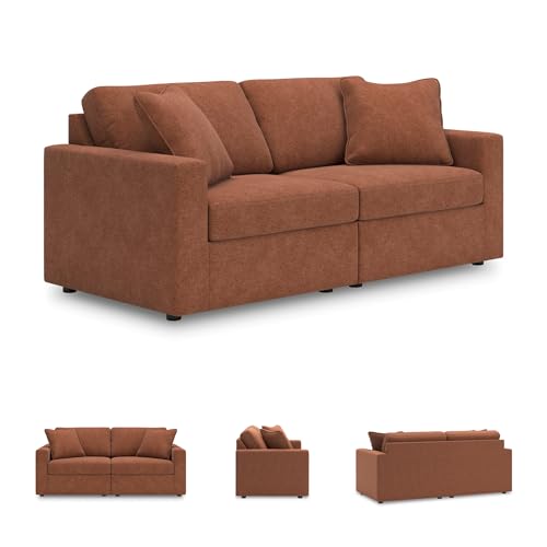 Image of Signature Design by Ashley Modular Loveseat, Orange Performance Fabric