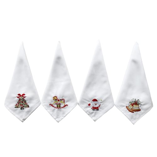 Servilletas de tela bordadas navideñas set de 4 20x20 in miniatura 1