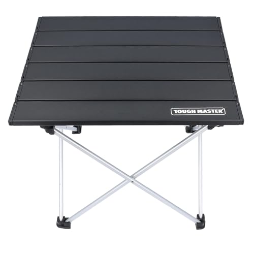 TOUGH MASTER Mesa de camping plegable con parte superior de aluminio, mesa de picnic portátil ligera con bolsa de almacenamiento, tamaño S, 40 x 35 x 32 cm, ideal para pesca en la playa, senderismo