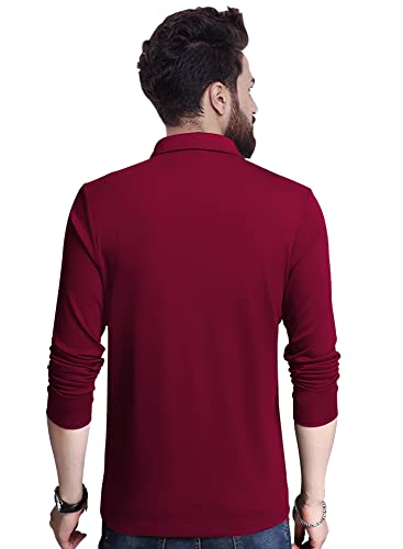 Image of EYEBOGLER Men's Trendy Polo Neck Full Sleeves Solid Regular Fit T-Shirt