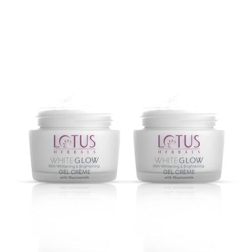 Lotus Herbals WhiteGlow Skin Whitening And Brightening Gel Cream| Hydrates, Removes Dark Spots And Tanning, Gives Radiant Glow | With Niacinamide | Face Cream For Men And Women| All Skin Types | 60g(Pack of 2)