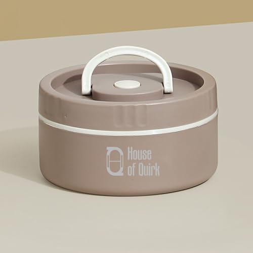 Image of House of Quirk 304 Stainless Steel Bento Lunch Box for Adults, 4 Stackable Containers with Insulated Thermal Case, Microwave Safe & Portable (Brown)