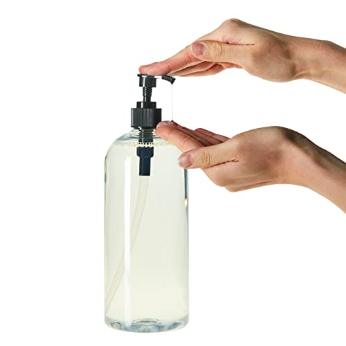 Okuna Outpost Empty Refillable Shampoo & Conditioner Pump Bottles - 34 Oz Clear Plastic with Black Pumps - 4 Pack Non-Spill Dispensers - Minimizes Waste & Refillable for Body Wash, Hand Soap & Lotion2