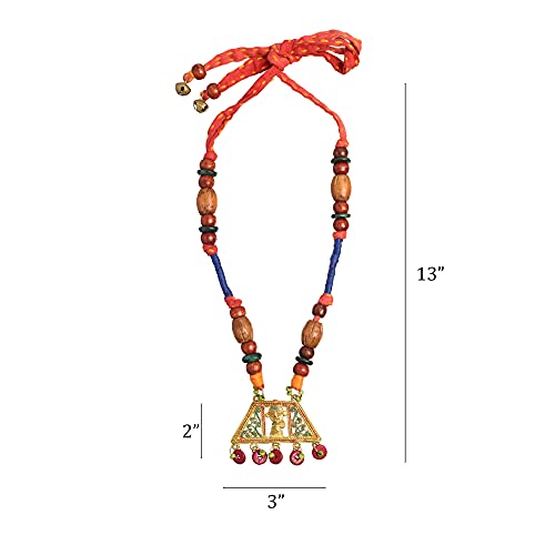Image of AAKRITI ART CREATIONS Royal Empress Handcrafted Tribal Dhokra Necklace & Choker Collection | Artisan Ethnic Brass Jewelry with Oval & Square Designs, Amulet & Talisman Styles for Women