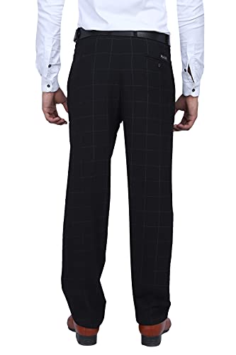 Image of Particle Men's Pleat-Front Regular Fit Formal Trousers - Checks (Sizes 32-46)
