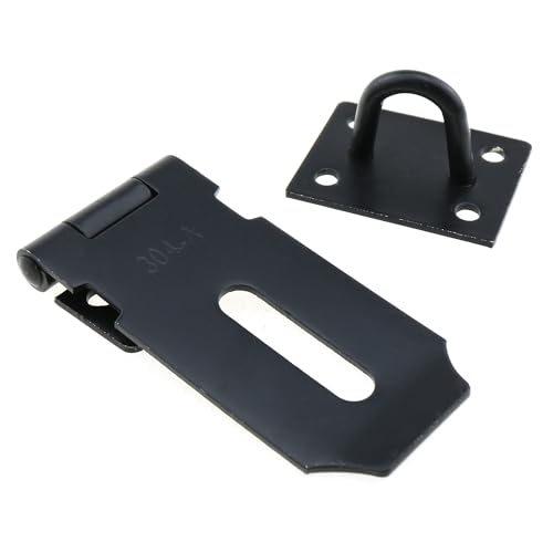Image of 2PCS 80x40x22mm Door Hinge Lock Padlock Latch Lock Black Stainless Steel Door Hasp Suitable for Cabinet Wooden Door Window Crate and Pet House