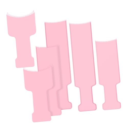 Gatuida 6 Piezas junta permanente peine de tinte para el cabello tabla de peluqueria tablero de aluminio kit de mechas para mechas en el cabello resaltando paleta el plastico rosa