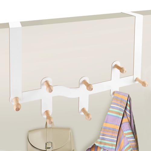 Quxddy 2 Pack Over The Door Hooks, Over The Door Coat Rack Door Towel Rack, Behind Door Hooks Door Rack Hanger for Coats, Towels, Hat, Bags, Back of Door Organizer (About 16‘’*8‘’)