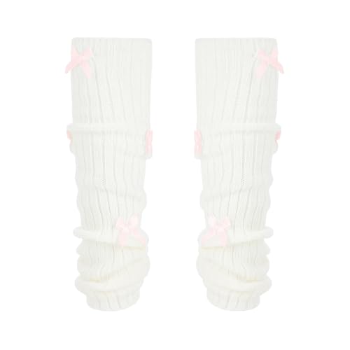Image of Fashion Girl Knit Leg Warmers Harajuku Bow Decor Loose Socks Vintage Kawaii Leg Sleeves Lolita Socks