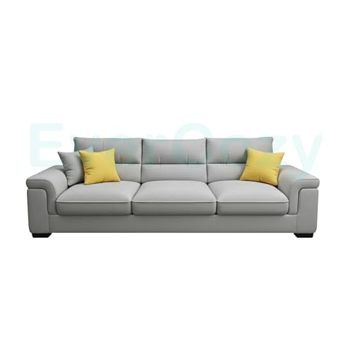 Image of Italino 3 Seater Luxurious Fabric Sofa Set (Light Grey) | 3 Person Wooden Sofa Couch for Living Room Bedroom Home Hall Furniture
