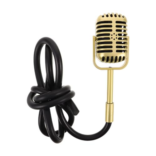 Microphone vintage doré Veemoon en plastique et câbles caoutchouc pour déco