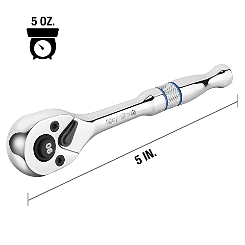 Duratech 1/4-Inch Drive Ratchet, 90-Tooth Quick-Release Ratchet Wrench, Reversible, Chrome Alloy Made, Full Polished #TOP1