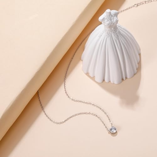 EAMTI 925 Sterling Silver Necklace for Women Cubic Zirconia Circle CZ Pendant Necklace Dainty Minimalist Jewelry Gifts for Women Extenders with Lobster Clasp Gifts for Women Anniversary Day2