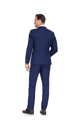 Mens Suits Slim Fit 2 Piece Solid Blazer Pants Business Suit Prom Wedding Jacket Pants Set (Color Refers to Picture Color)2