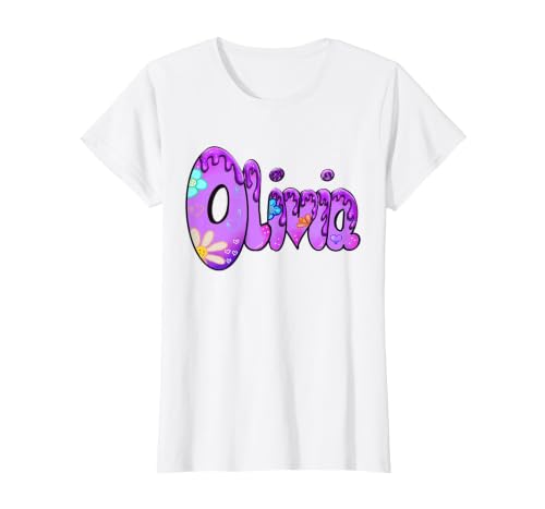 Olivia Personalised Name Olivia for Girls and Women T-Shirt, Women, White, XX-Large
