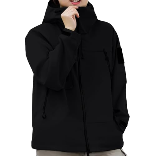 goeamcru Waterproof Jackets Women，Lightweight Hooded Rain Coats for Women Windbreaker Waterproof Active Outdoor Trench Coats Zipper Quick Dry Rain Jacket for Hiking Walking Cycling Black - Image 4
