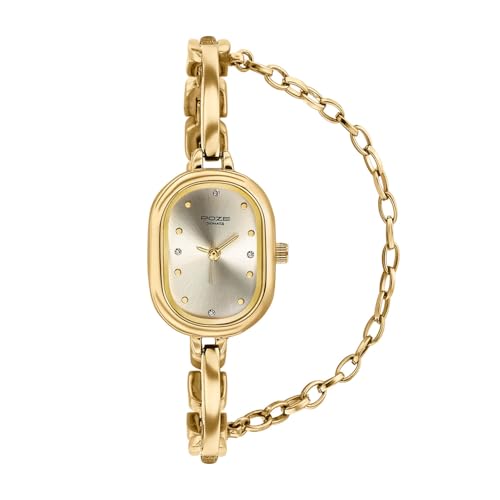 Image of Sonata Poze 8 Quartz Analog Watch with Jewellery Accessory for Women with Gold Dial & IPG Alloy Strap - SP80176YM01W