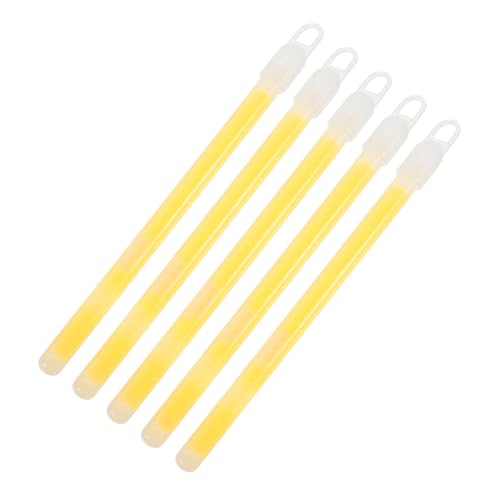 Milisten 5pcs Yellow Glow Sticks with Hook Emergency Lighting for Camping Outdoor Party Prop Bulk Glow Wands Portable Safety Light for Adults