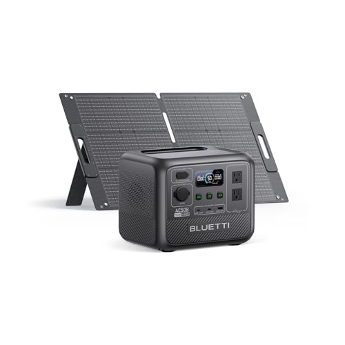 Image of BLUETTI AC50B Solar Generator with 100W Solar Panel Included (Ships Separately), 448Wh/700W Portable Power Station, 65W USB-C PD Output, LiFePO4 Battery Backup for Travel, Camping, Outage