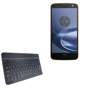 BoxWave Keyboard Compatible with Motorola Moto Z Force Droid - SlimKeys Bluetooth Keyboard, Portable Thin with Chiclet-Style Keys - Jet Black