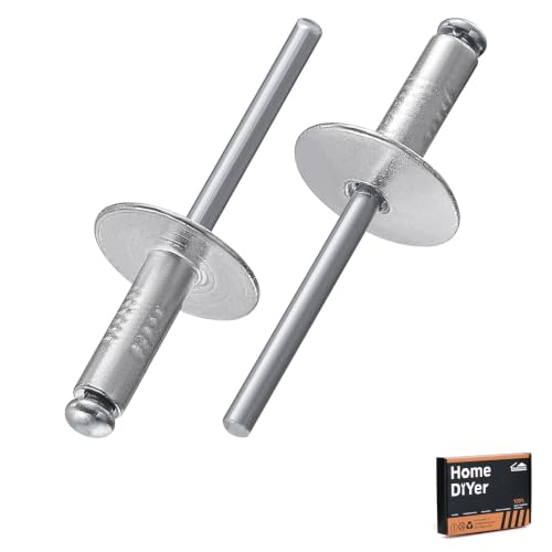 Image of 4.8x20mm Large Flange Blind Pop Rivets 100pcs, Aluminium Extra Wide Head Rivets