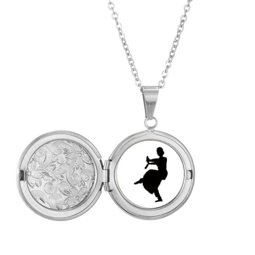 Collier médaillon paon Dancer Art pour femme en acier