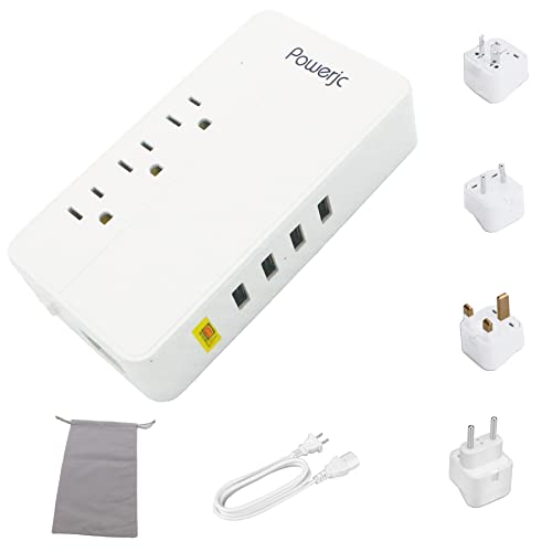 Travel Adapter Power Voltage Converter Step Down 220V to 110V 1875W with 4 Smart USB Charging for Hairdryer ETL Powerjc
