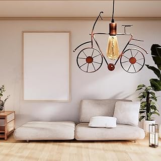 Image of GreyWings Vintage Cycle Shaped Hanging Light for Home Decor, Antique Pendant Lamp, Decorative Industrial Style Lamp for (Bulb Not Included) Small Pack of 1