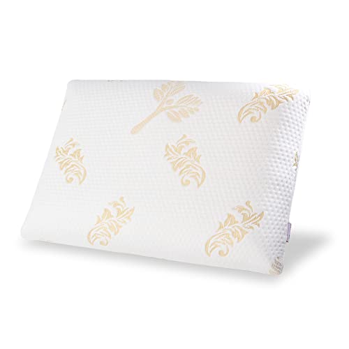 Image of Grin Health Ultra Responsive Memory Foam Pillow for Better Shoulder and Neck Support | King Size Ergonomic MemoActive Bed Pillow for Neck & Shoulder Pain Relief with Royal Bamboo Fabric (White /Golden)
