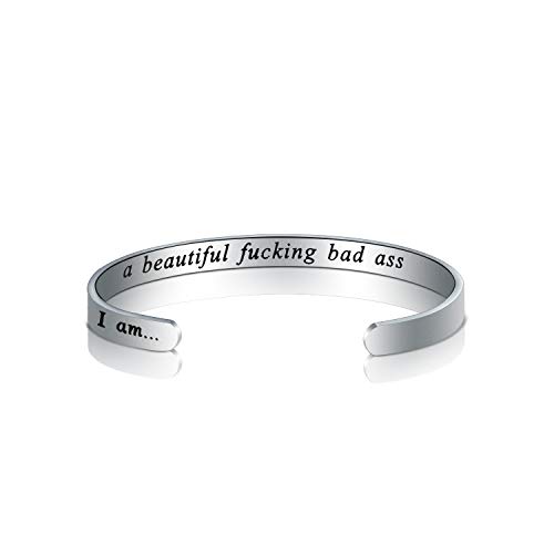 bobauna I Am Beautiful Fucking Badass Cuff Bangle Bracelet Motivationa Secret Message Jewelry Inspirational Gift For Her