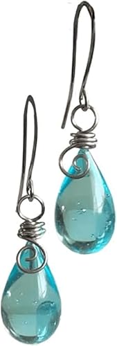 Recycled Glass Spiral Earrings: Upcycled Mason Jar Dangles, Handmade Drop