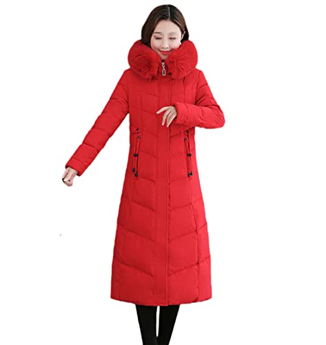 Veste longue en duvet haut de gamme FULBHPRINT doudoune chaude XL rouge à capuche