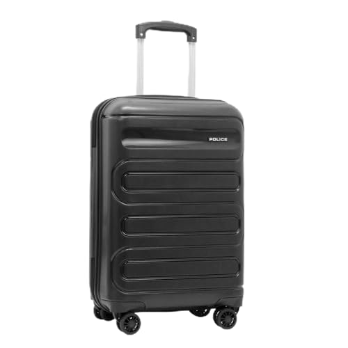 Image of Police Novex Hard PP Check-in Trolley Bag | Lightweight Travel Suitcase with TSA Lock & 8 Smooth Spinner Wheels | Durable Large Luggage for Men & Women | Black (Medium)