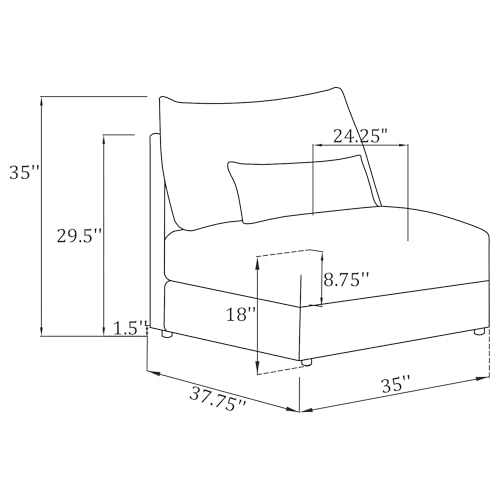 Sillón sin brazos moderno color negro miniatura 3