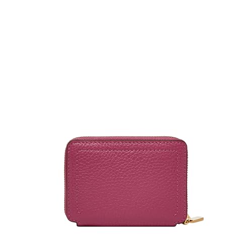 Image of Fossil Women's Logan RFID-Blocking Leather Zip Around Card Case Wallet with Keychain
