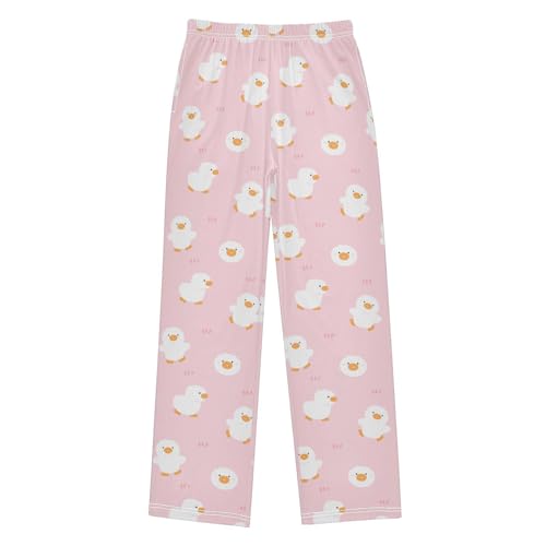 Cute Cartoon Duck Pink Boys Pants for Kids Jogger Pants with Pockets S-XL