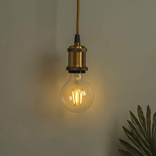Image of Homesake 40W E26 / E27 Industrial Light, Hanging Vintage Edison Pendant Lamp, Metal, Antique Brass (Gold).