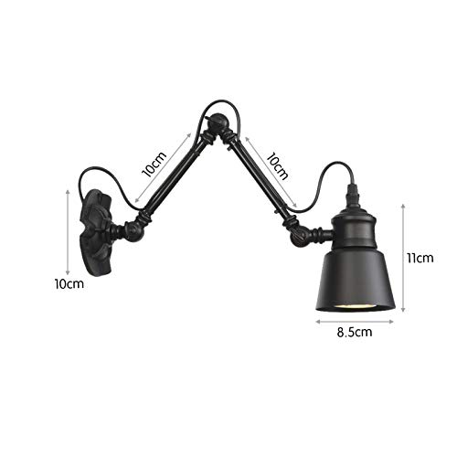 Applique murale à bras oscillant noire E27 luminaire industriel