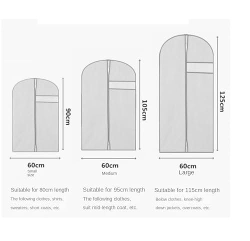 Clothes Cover 4pcs Garment Bag with Clear Window Travel Suit Bag for Clothes Hanging Storage Suit Bags (Color : Grey, Size : 60 * 90cm)2