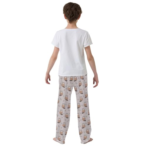 ZZXXB Cartoon Raccoon Boys Long Pants Soft Trousers Elastic Waist Kids Lounge Bottoms with Pockets S-XL3