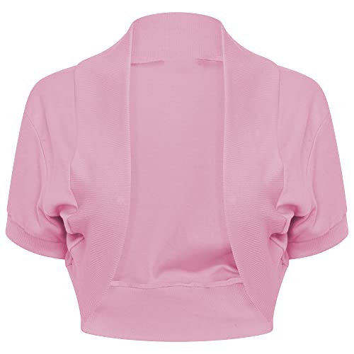 Image of Loxdonz Girl's Short Sleeve Shrug Childrens Kids Cotton Cardigan Bolero Shrug Jacket