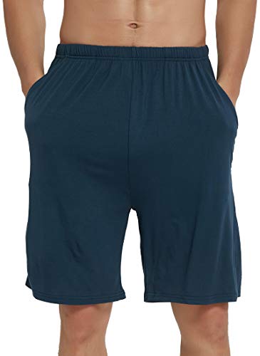 Image of JINSHI Men's Pajama Shorts Soft Comfortable Lightweight Elastic Drawstring Men Lounge Sleep Shorts with Pockets