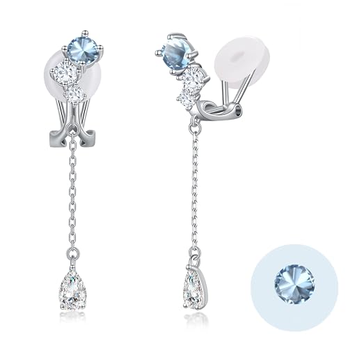 FH.bird ブルートパーズ イヤリング レディース 人気 11月誕生石 4.5mm 金属アレルギー対応 シルバー925 ノンホールピアス 雫 ブランド おしゃれ 記念日 誕生日 20代 30代 40代 ギフト 人気cz