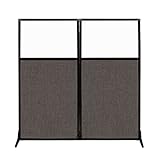 Versare Workstation Partition | Portable Wall Divider | Modern Office Cubicle | Free Standing Privacy Screen | Flexible Work Space | 66' x 70' W/Window, Mocha Fabric Panels