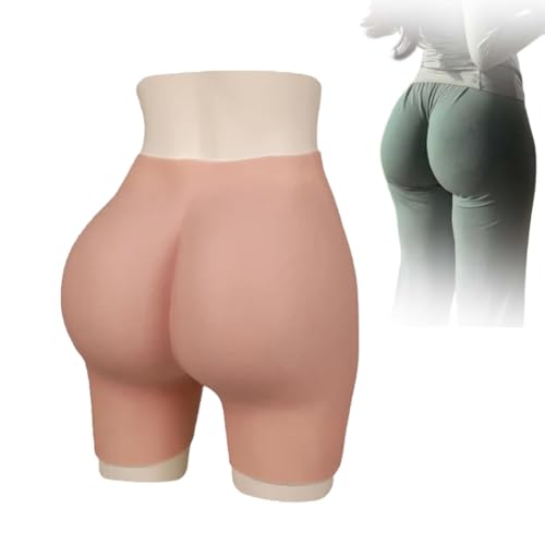 FSYH Culotte en Silicone avec Faux fessier, Coussinets pour Gros Fesses, gainage, Panty Push-up, rehausseur de Hanches, Short de contrôle pour vêtements de Crossdressing,Ivory White,M1